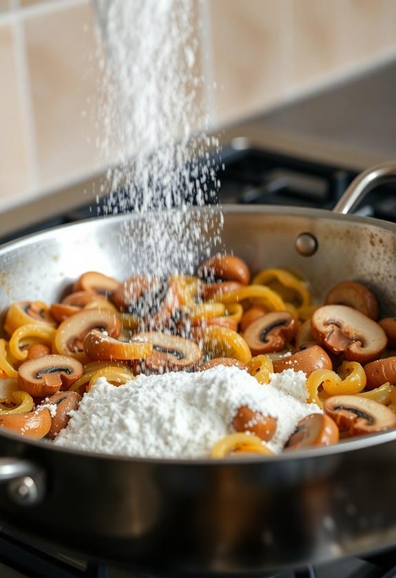 flour sprinkled on vegetables