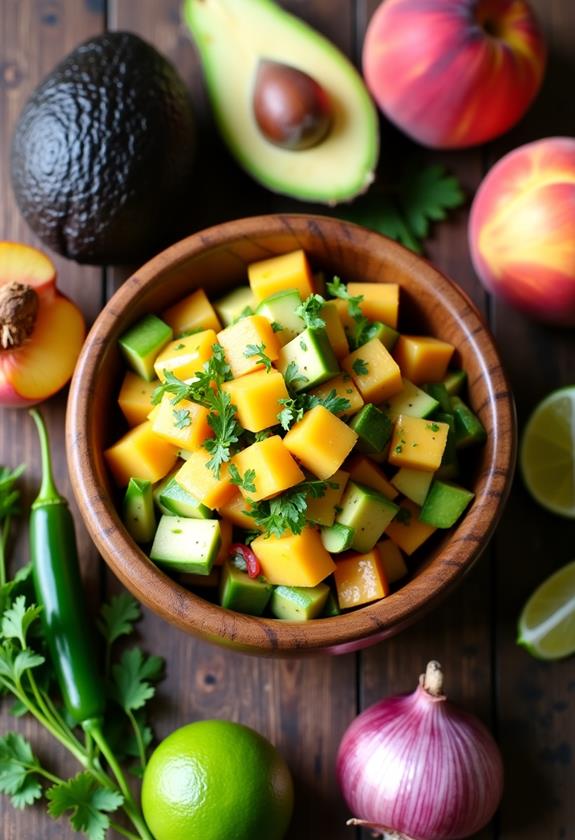 fresh avocado peach salsa