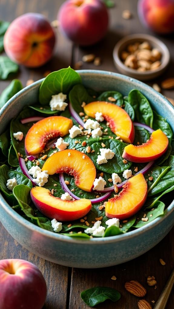 fresh peach spinach salad