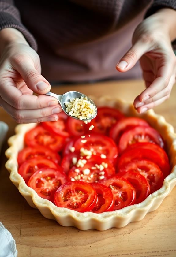 garlic sprinkled on tomatoes