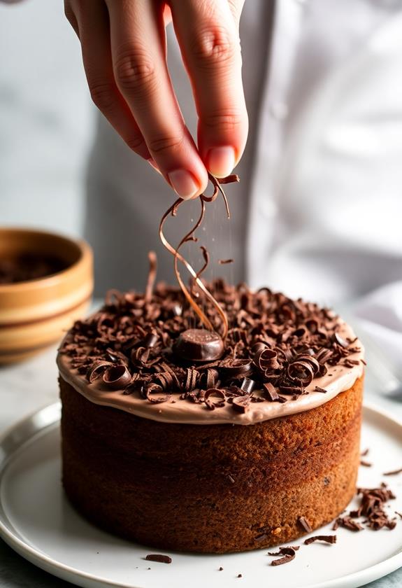 garnish with chocolate shavings