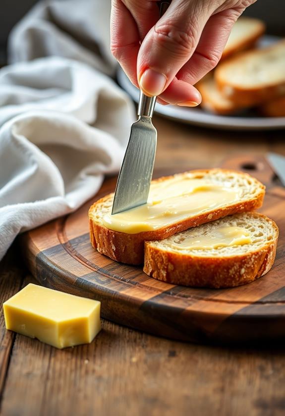 generously butter bread slices