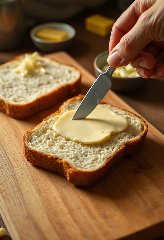 generously butter bread slices