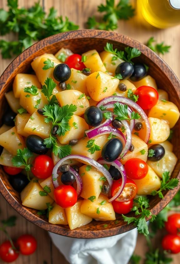 gently combine salad ingredients