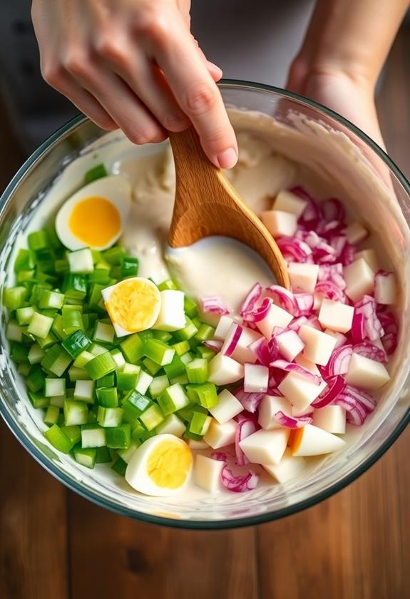 gently fold in vegetables