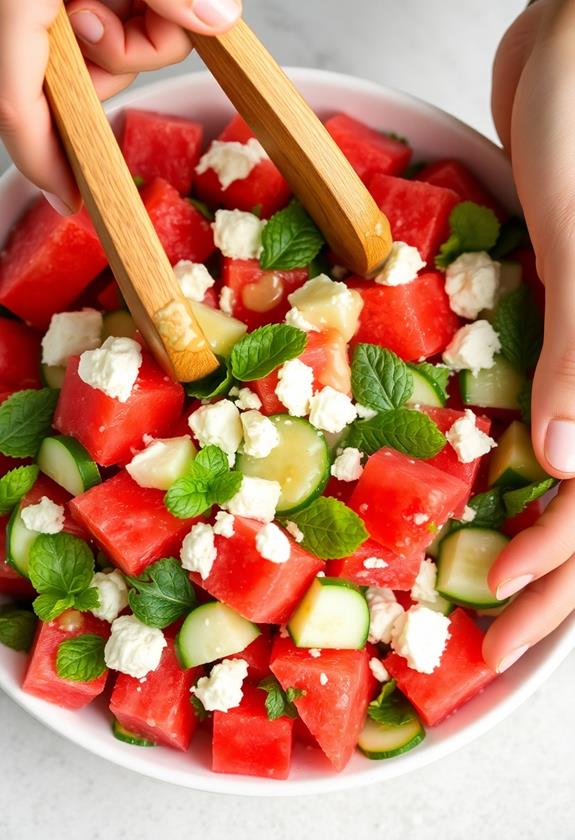 gently toss salad together