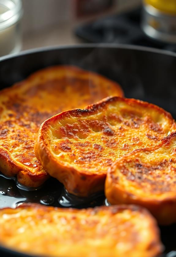 golden brown bread cooking