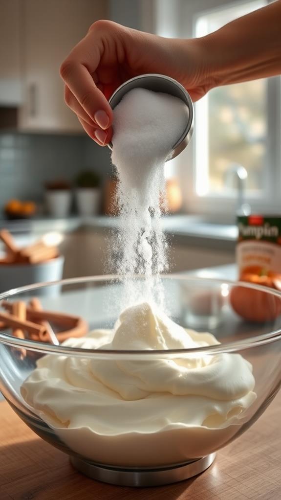 gradually add powdered sugar