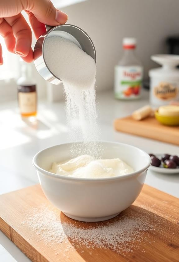 gradually add powdered sugar