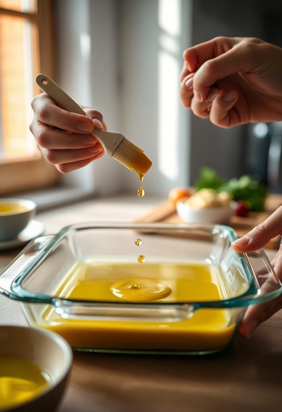 grease dish with olive oil