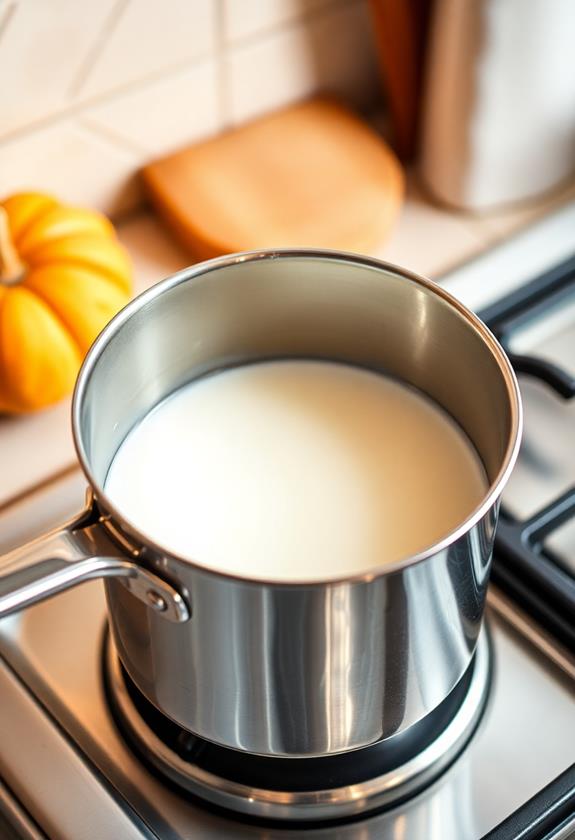 heat milk in saucepan