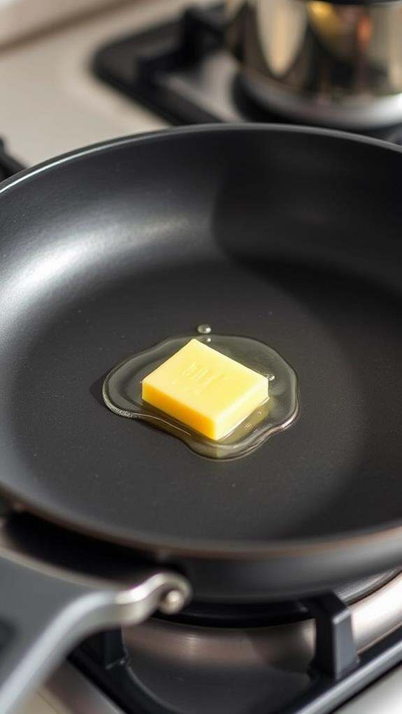 heat skillet with butter