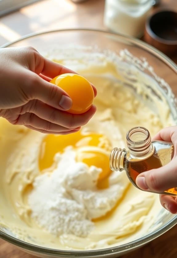 incorporate eggs and extracts