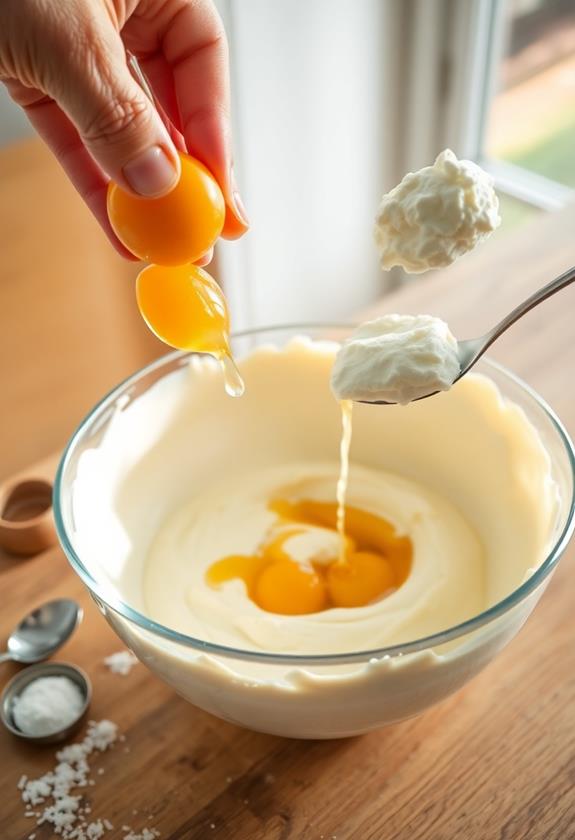 incorporate eggs vanilla sour cream