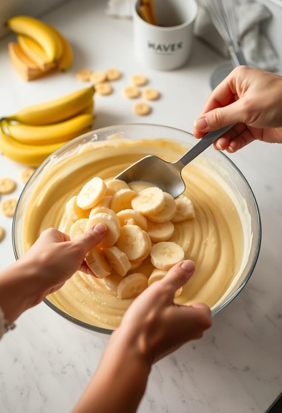 incorporate sliced ripe bananas