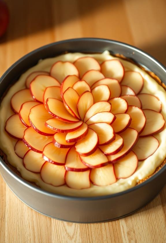 layer apples on cheesecake