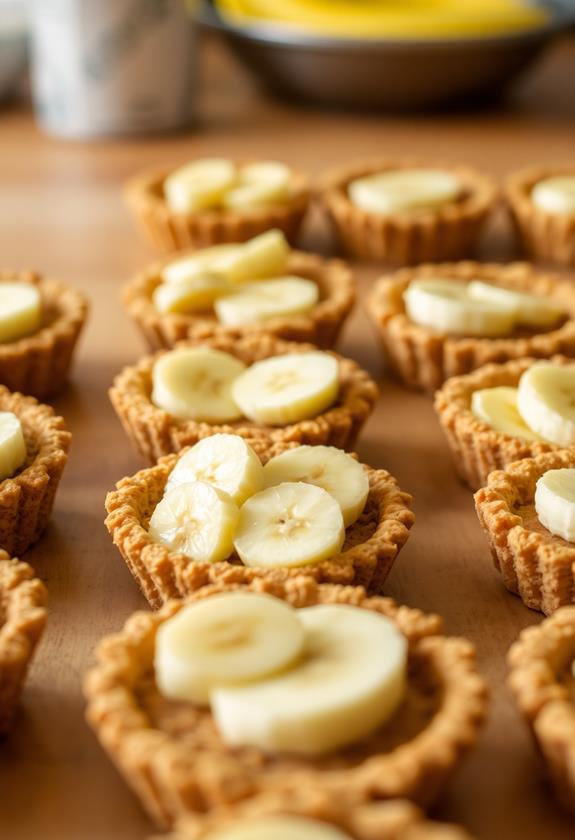 layer bananas in crusts