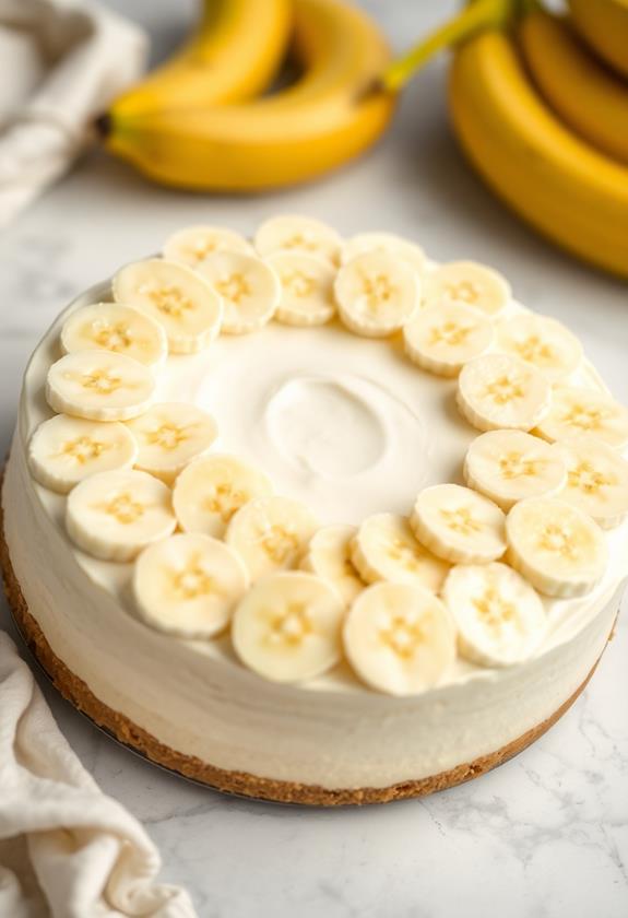 layer bananas over filling