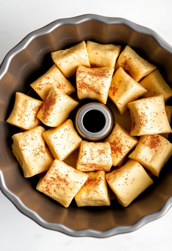 layer biscuits in bundt