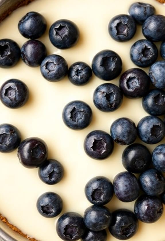 layer blueberries on filling