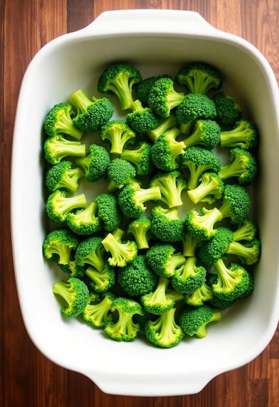 layer broccoli in dish