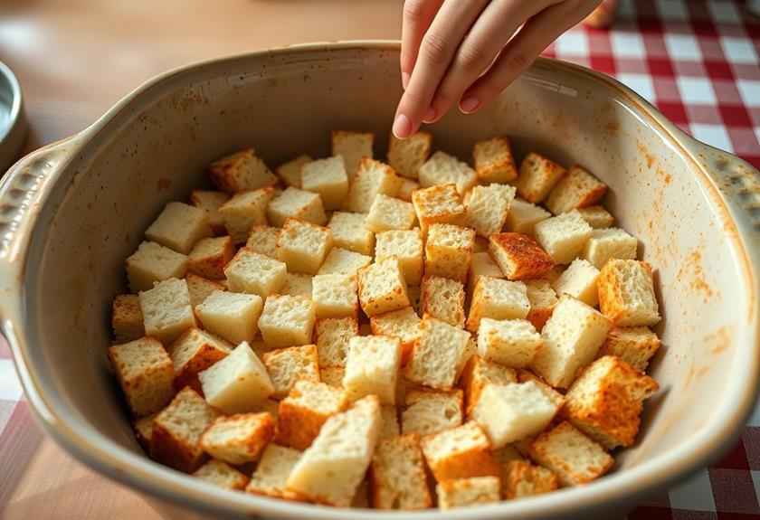 layer half bread cubes