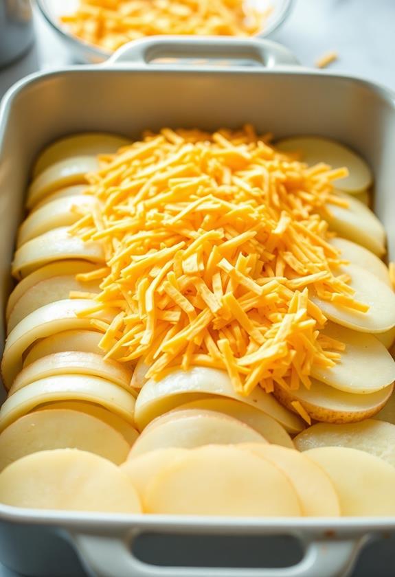 layer potatoes with cheese