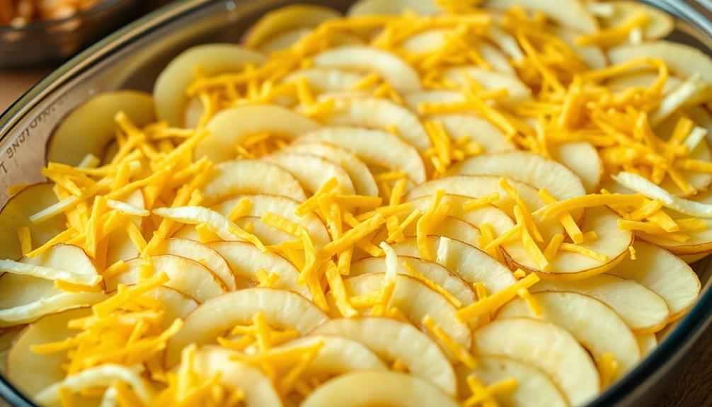 layer potatoes with cheese