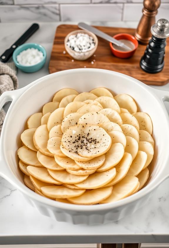 layer potatoes with seasoning