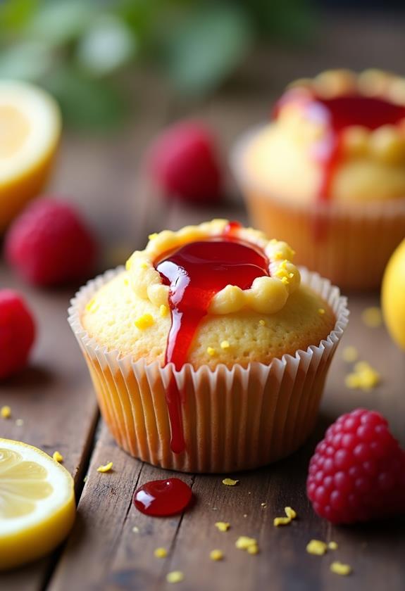 lemon raspberry jam cupcakes