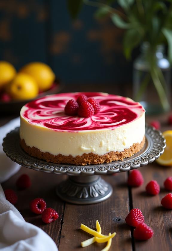 lemon raspberry swirl cheesecake