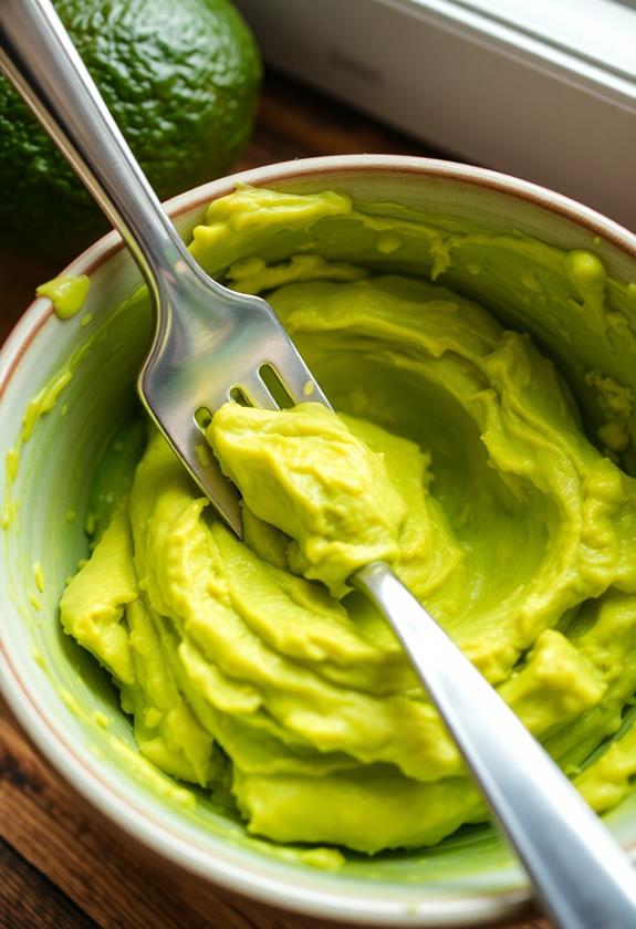 mash avocado with fork