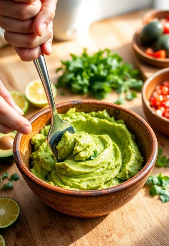 mash avocados until smooth