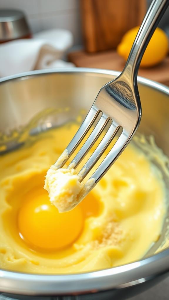 mash yolks using fork