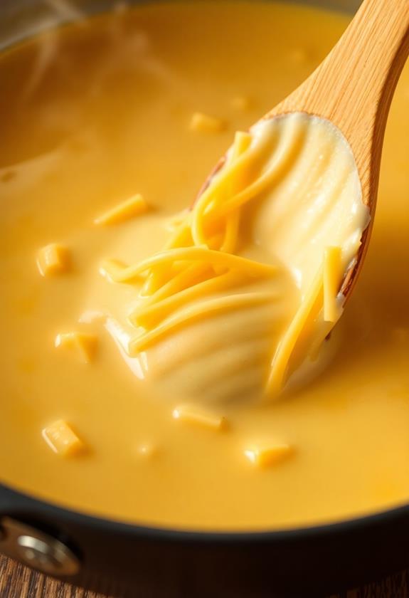 melt cheese into sauce