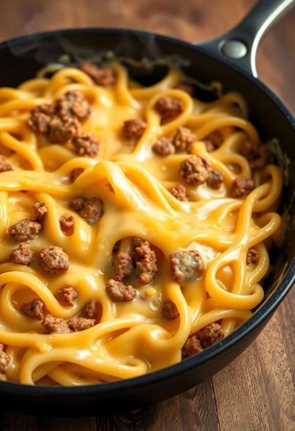 melt cheeses with pasta