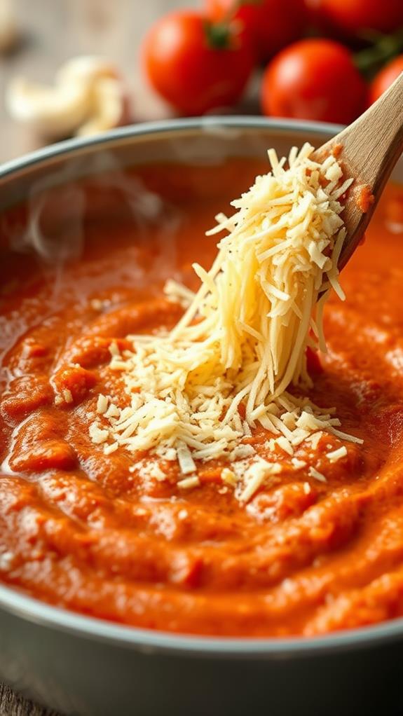 melt parmesan into sauce