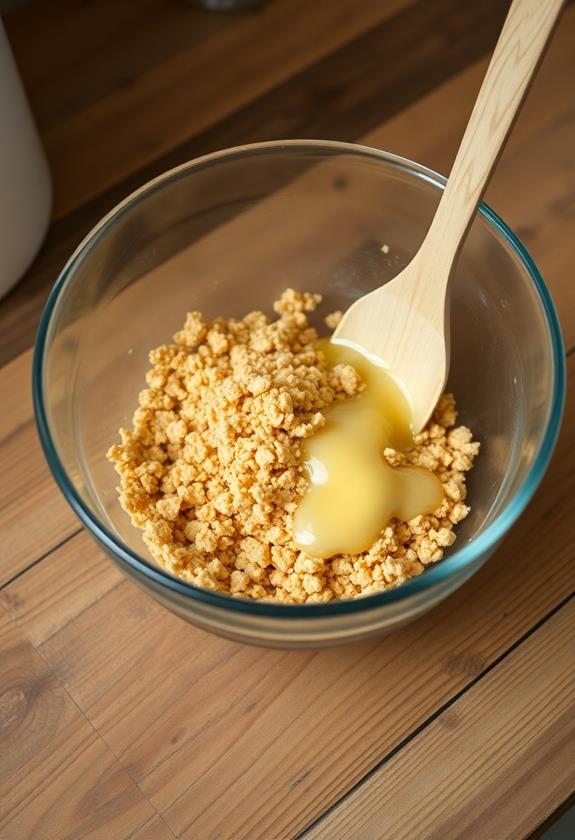 mix crumbs with butter