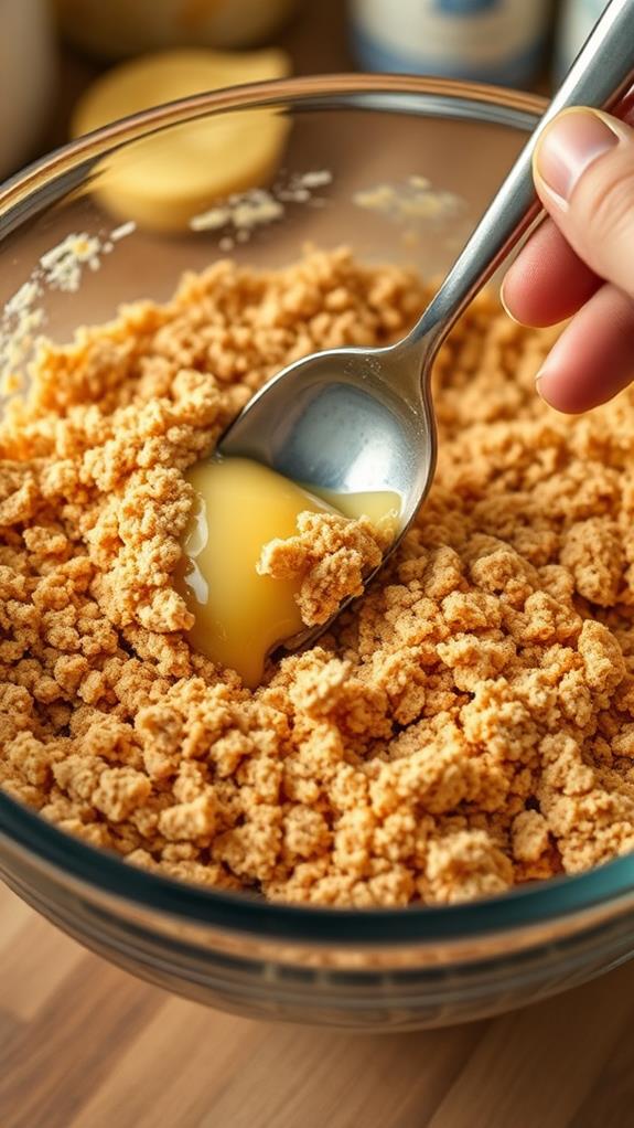 mix crumbs with butter