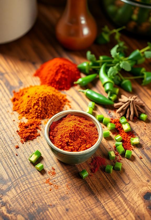 mix spices with chilies