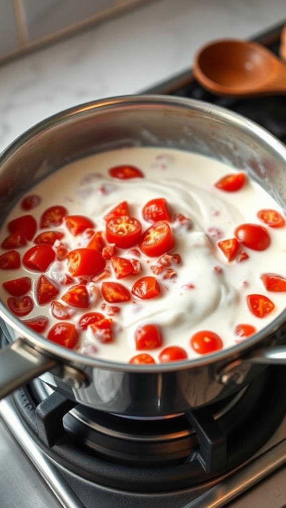 mix tomatoes with cream