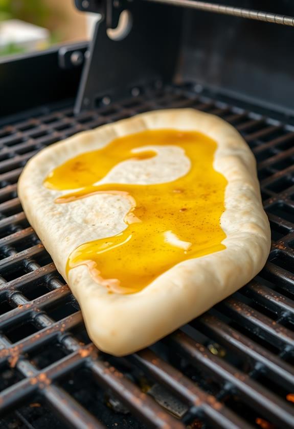 oil dough on grill