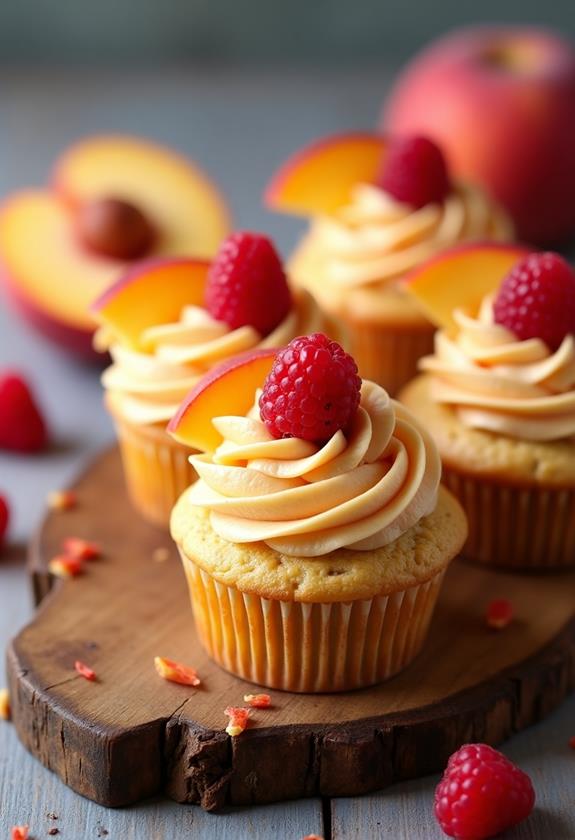 peach raspberry cupcake delight