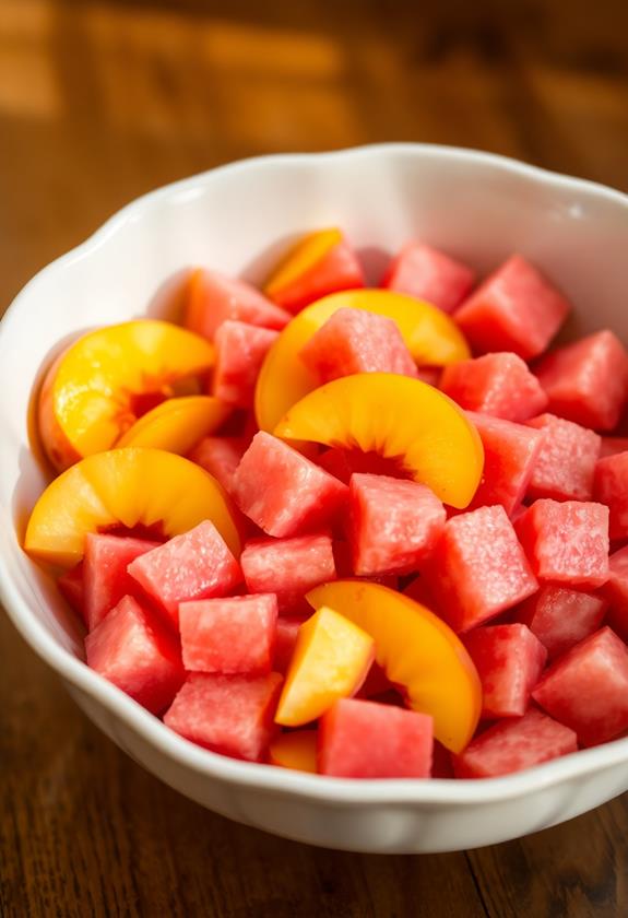 peaches watermelon combination step