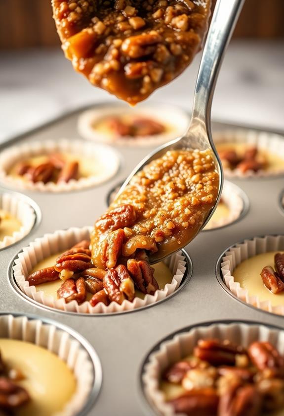 pecan topping mixture added