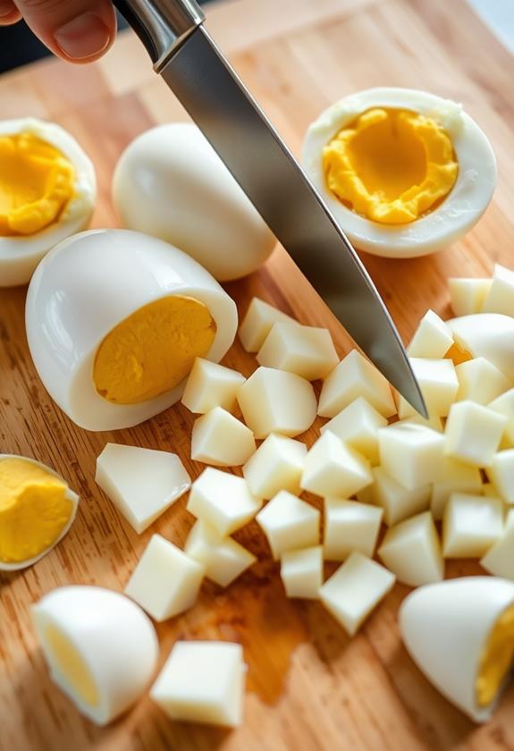 peel and chop eggs