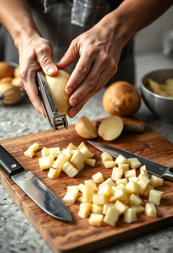 peel and chop potatoes