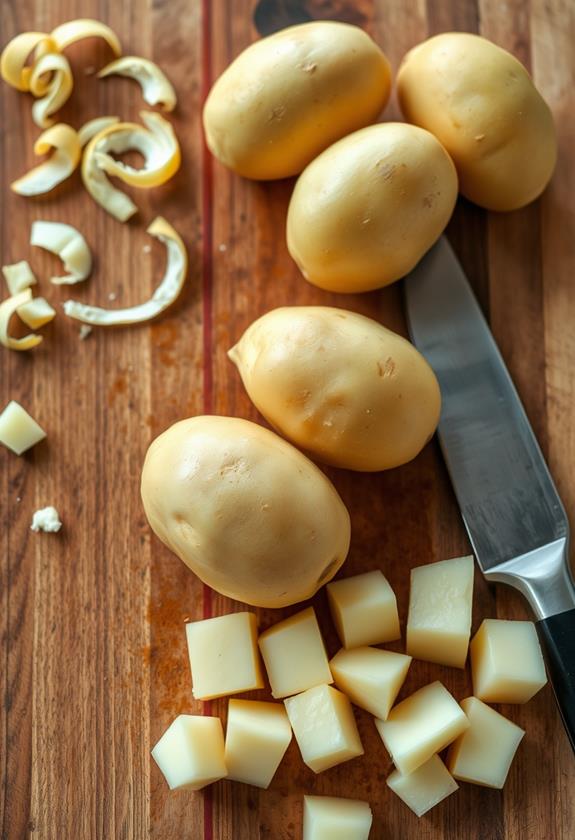 peel and cube potatoes