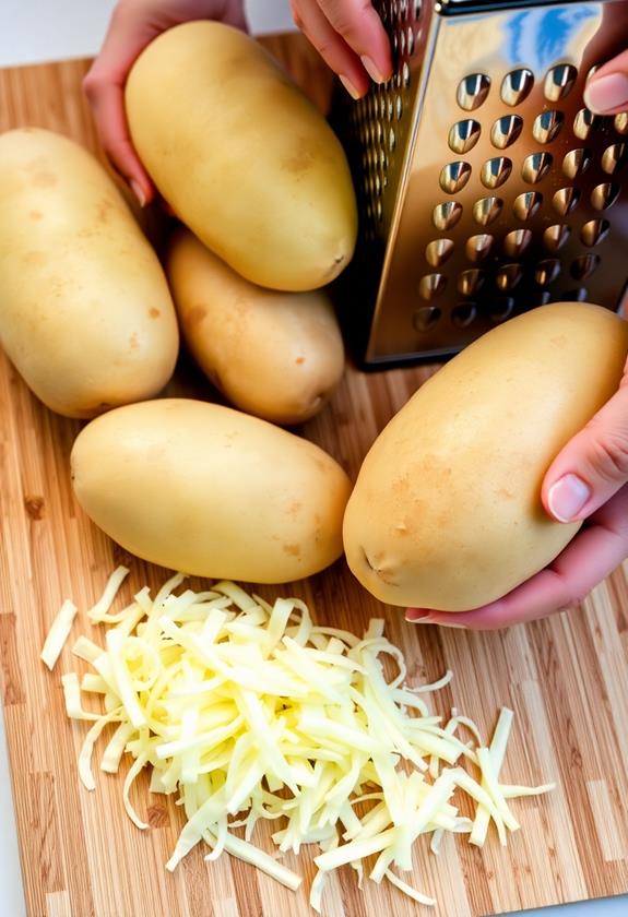 peel and grate potatoes