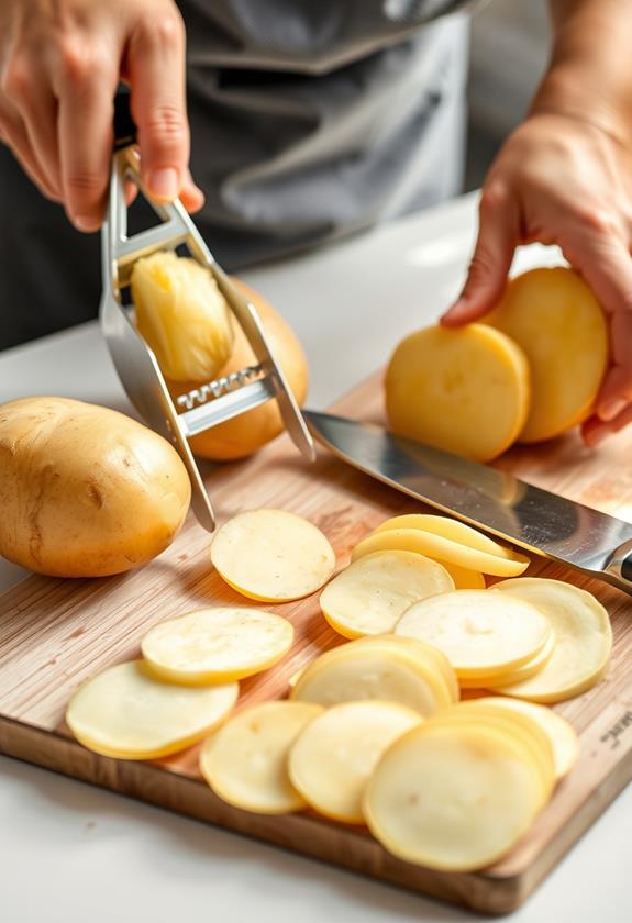 peel and slice potatoes